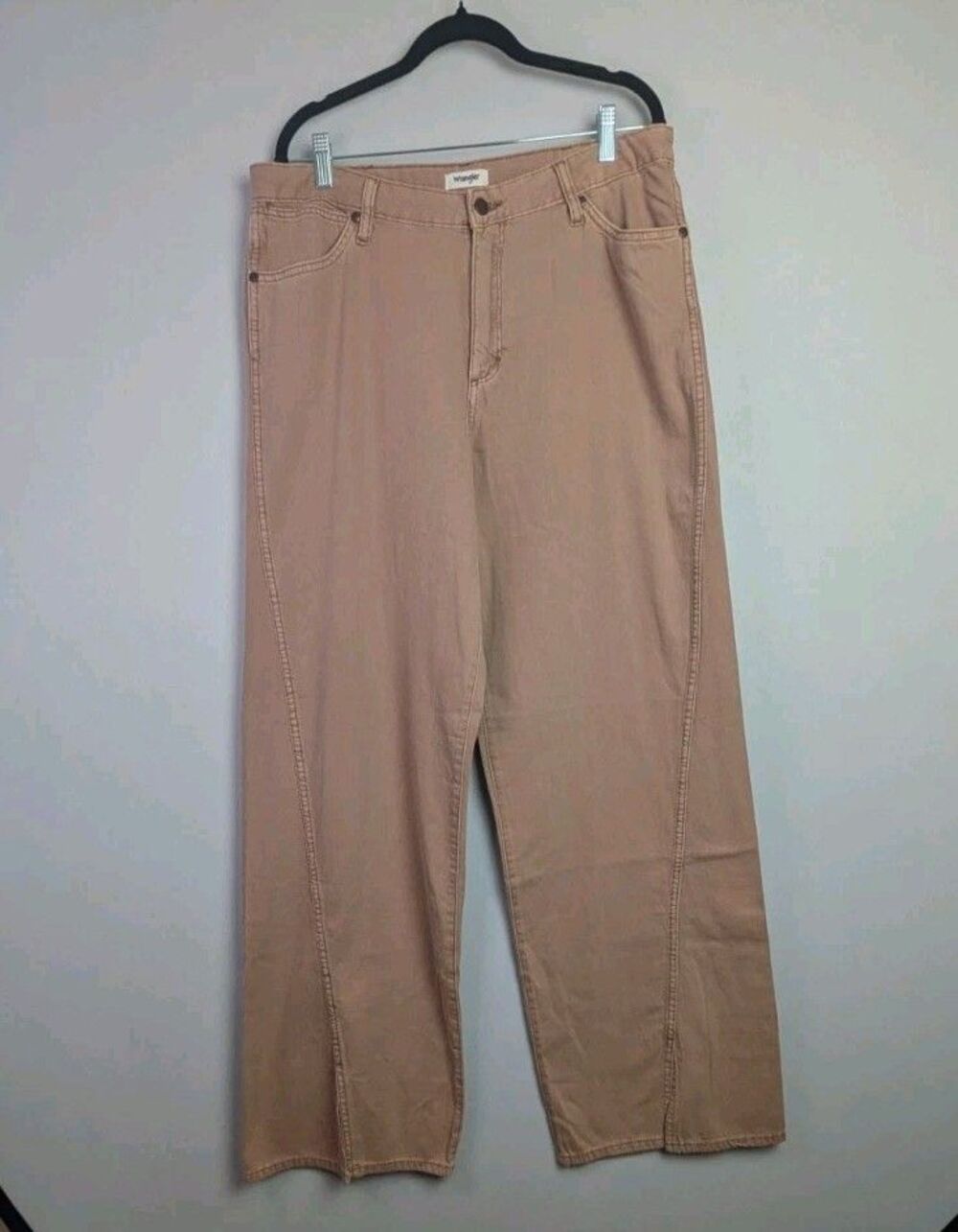 Wrangler Jeans Womens Size 32x34 Mid Rise Spat Loose Lightweight Front Slit Wide